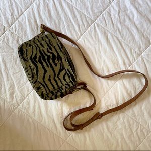 Madewell Green Zebra Calf Crossbody purse